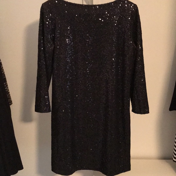 NWT TAHARI BLACK SEQUIN DRESSY DRESS.SIZE SMALL.SO COMFORTABLE. HAS NICE STRETCH - Picture 4 of 9